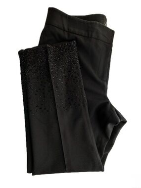 Talbots Marzotto Wool Blend Beaded Hem Ankle Pants Black Size 10